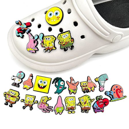 20 stk./sæt Spongebob Squarepants Seriefigurer Sko Charms til Crocs Clog Sandaler Dekoration Dekorationer Tilbehør Gaver