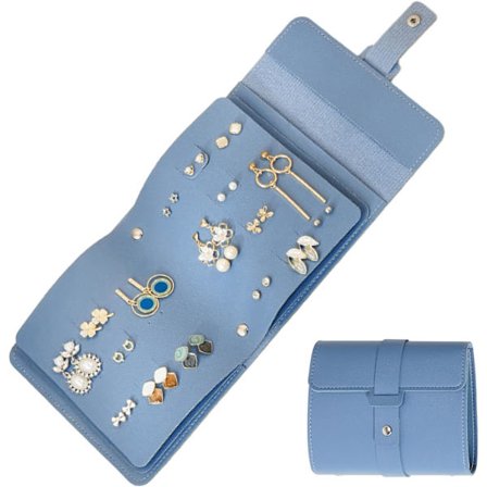 #Smyckesförvaringsväska (Blå), PU Smyckesdisplayförvaringsbok, Port#