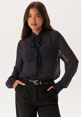 GANT Reg Dot Print Bow Blouse Evening Blue Klær