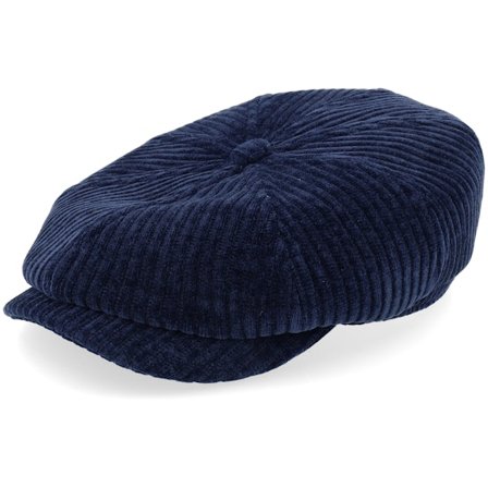 Stetson - Blauw flatcap Cap - Hatteras Corduroy Jersey Navy Flat Cap @ Hatstore