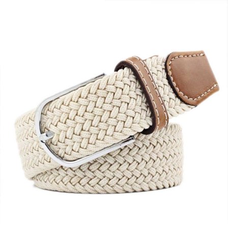 Elastisk bælte i lærred med stretch - Beige beige