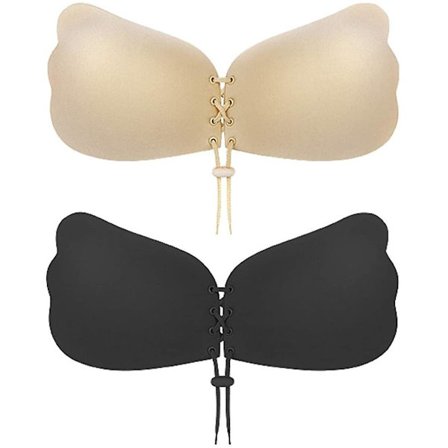 Sticky Bra 2 Pairs Strapless Backless Adhesive Invisible Push Up Bra