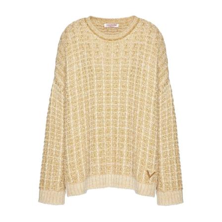 Valentino Garavani, Round-neck Knitwear Beige, Dames, Maat:S