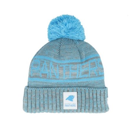 New Era - NFL Blå pom Beanie - Carolina Panthers NFL 25 Sideline Cold Weather Sport Knit Carp Blue/Grey Pom @ Hatstore
