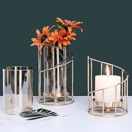 Gyllen Jern Lysestake Geometrisk Romantisk Krystall Lyskopp