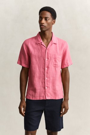 GANT Herren Kurzarmhemd aus Leinen (XL) Rosa