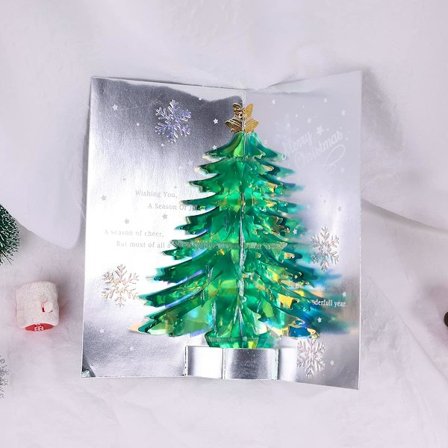 Julgranspop-up-kort, kristalljulgranspop-up-kort, julkort, popup-julkort, julgranskort, semester-pop-up-kort, 3d Ch