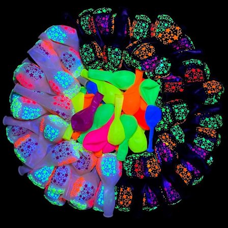 120 stk. Neon Balloner UV Polka Dot Blacklight Balloner Lysende