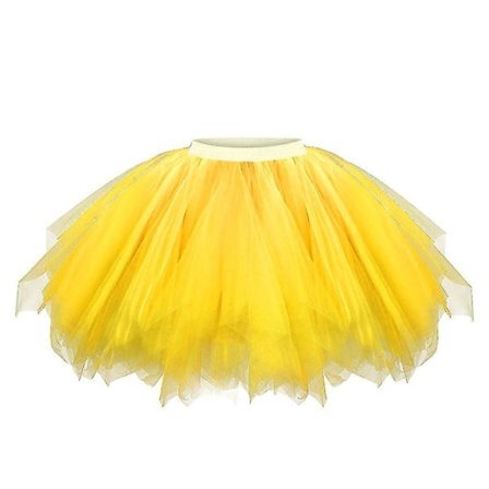 Dame Mesh Tulle Skjørt Prinsesse Elastisk Skjørt Voksen Kort Tutu Danseskjørt Gul XXL