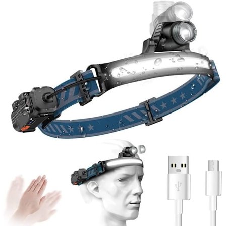 Hodelykt - FENTEC - 2000 Lumen - USB Oppladbar - 6 Moduser - Smart Sensor