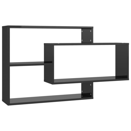 Vidaxl Vägghyllor Svart Högglans 104x20x58,5 Cm Konstruerat Trä Svart