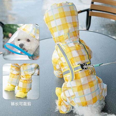 Regnkappa för hund Regnponcho för husdjur med reflekterande tejp Vattentät Jumpsuit Andas Hoody