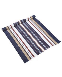 Ripsmatta Karin randig, återvunnet material Marin - 70x160 cm - Recycled by Wille