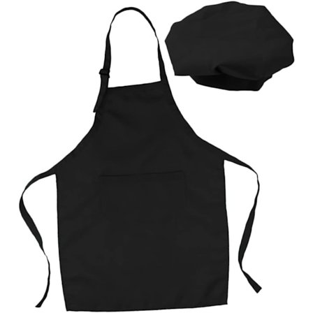 Justerbart Kokkeforkle og Hattsett for Barn, Kunstforklær for Gutter og Jenter, Lommer, Knyting i Midjen for Matlaging og Maling