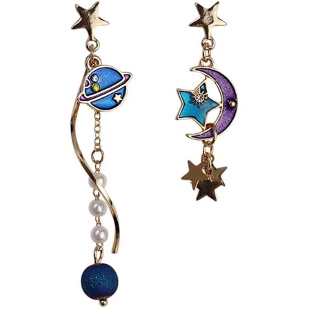 Originella moln måne planet stjärna kreativa långa tofsar dinglande örhängen