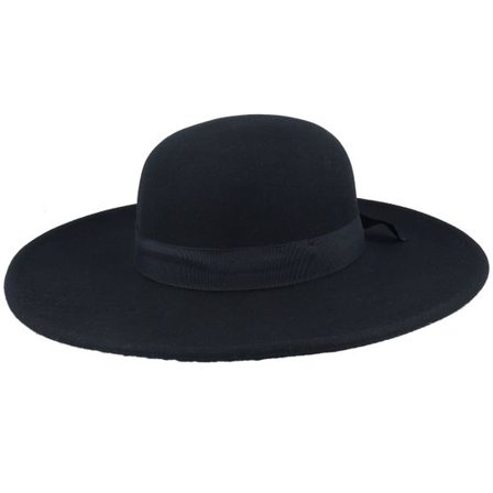 Seeberger - Svart traditionalbeanie Hatt - Wool Felt Flapper Black Sun Hat @ Hatstore