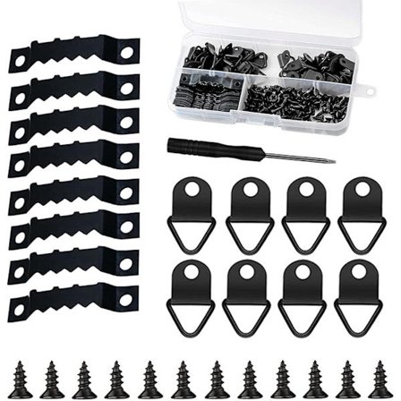 251 stk. rammeklips billedophængssæt fotoophængsbeslag med opbevaringsboks og 150 skruer sort