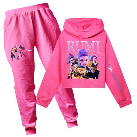 Kpop Demon Hunter Crop Top & Shorts Sett for jenter - Rosarød[ZHE] Sett helt rosarød x_max