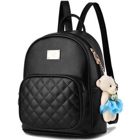 Chuwanglin Damryggsäck i Läder för Kvinnor, Svart, College-stil, Dammode