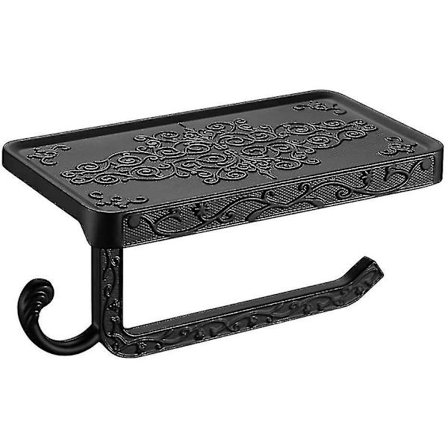 Stativ för toalettpappershållare med telefonhylla, rostfri aluminiumpappersrullautomat Förvaring Väggmonterad (antik mässing)