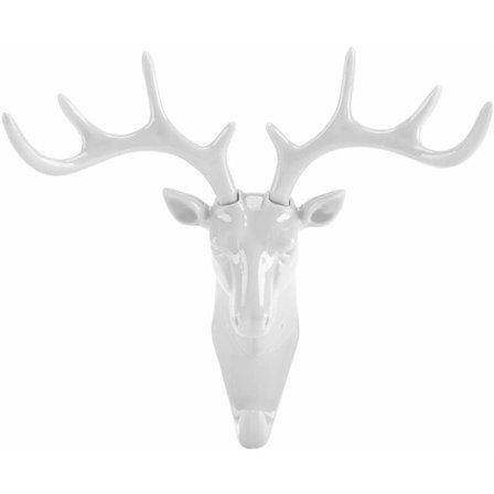 Hjorthuvud Vägghängare Enkel Väggkrok Djurform Klädhängare Hatthängare Garderob Cartoon Hook Smycken Nyckel Halsduk Vägghängare Kreativ Hjorthuvud(Vit