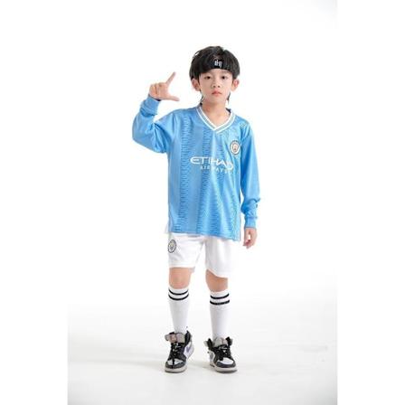 Manchester No numbers 2023/2024 Langærmet efterår, vinter Hjem Børn Fodboldtrøje/Shorts/Sokker Sæt Ungdom barn Størrelser L