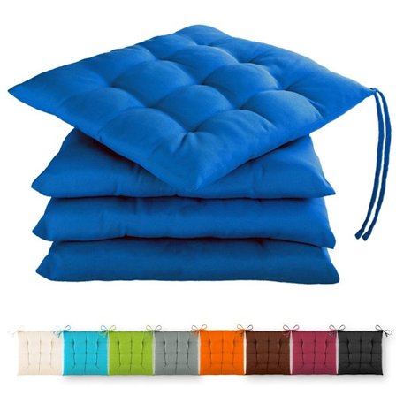 Sett med 4 sitteputer 40x40x3cm med stropper for innendørs og utendørs bruk med Oeko-Tex-sertifisering - (antrasitt)