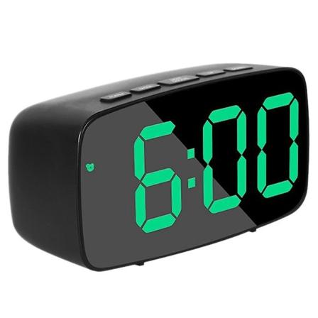Smart digital nattbordsalarmklokke, grønn LED reise USB bordklokke med 12/24h dato temperatur snooze svart grønn