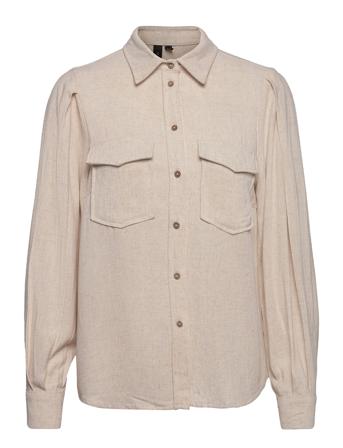 Yasviggi Ls Shirt S, Pitkähihainen Paita Beige YAS