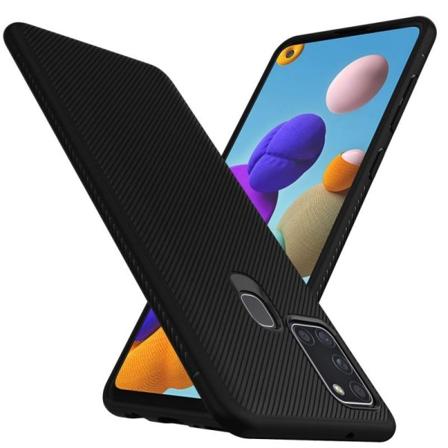 Samsung A21s Stilrent Stöttåligt Skal Fullcarbon V3 Svart