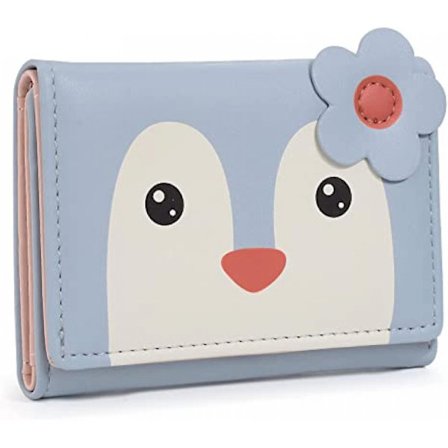 2023 Kawaii Wallet For Girls Cute Penguin Card Holder Organizer Vegan Leather Trifold Women Purse, Penguin A916-777