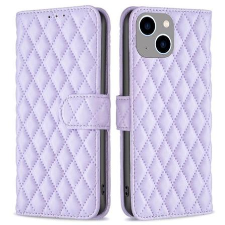 Rhombus mat iPhone 14 Plus flip etui - Lilla Purple