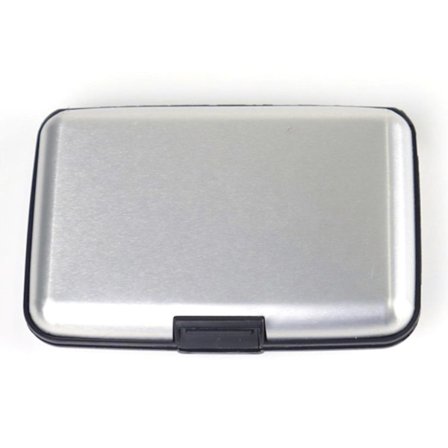 Smal metall kreditkortshållare plånbok för damer och herrar, kreditkortsfodral mot elektroniska ficktjuvar och identitetsstöld (silver)