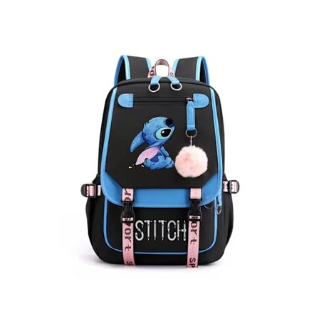 Ryggsekk Stitch Ryggsekk Student Ryggsekk Skole Stitch Ryggsekk USB Lader Ryggsekk 16 Tommer Blå1