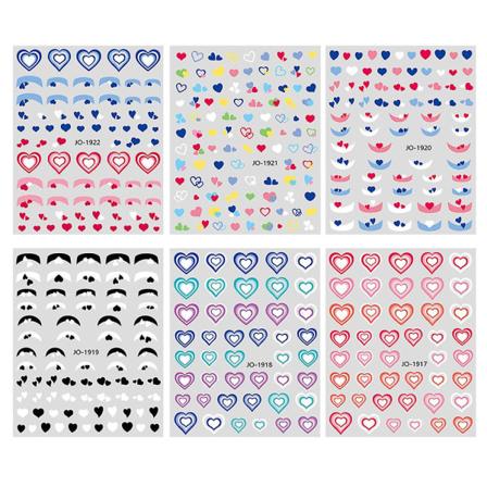 6 arkkia sydän kynsi tarroja, Ystävänpäivä itseliimautuvat kynsien taidetarrat, Diy manikyyri koristelu naisille tytöille