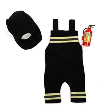Nyfødt Brandmand Kostume Fotografi Tøj Cosplay Kostume Hat Hængekselebukser Fotograferingsrekvisitter Baby Bodysui