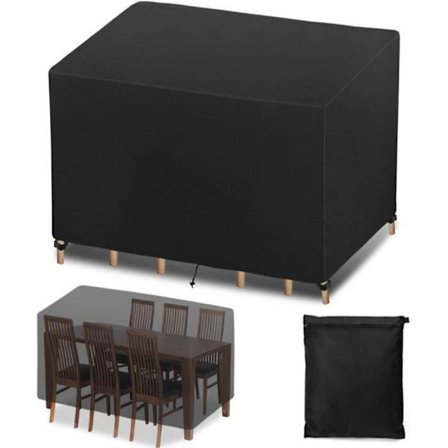 (Sort) Havemøbelovertræk, Udendørs Bordovertræk, 200 x 160 x 70 cm, Vandtæt Beskyttelsespresenning, Vandtæt Oxford-stof, Holdbart