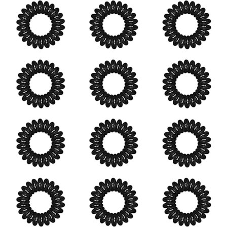 Hårband, 12 st svarta plastkrullar, spiralformade hästsvanshållare, telefonkabel Bobbles Bands Set för kvinnor flickor håraccessoarer