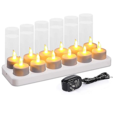 Genopladelige Lys Flammeløse Lys Teelys 12stk/sæt, Dekorationer til Fester, Bryllupper, Barer, Familie, Middag