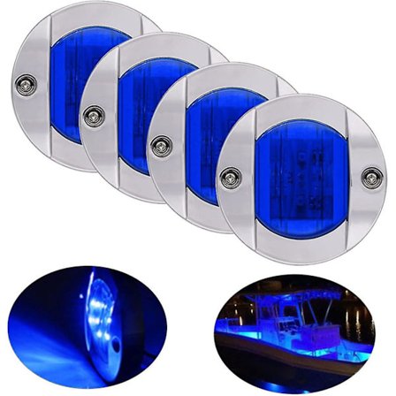 4 kpl LED-veneilyvalot - 12V pyöreä merivalaisin veneen kannelle (sininen)
