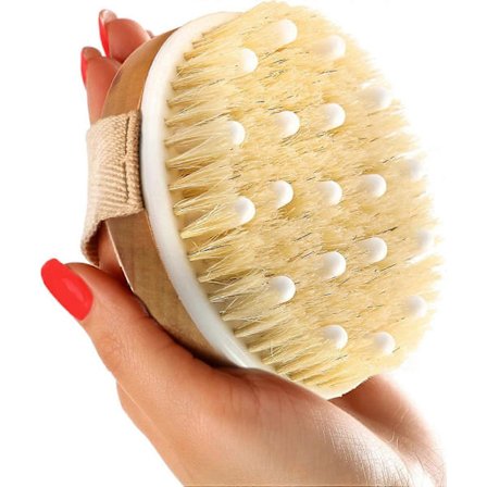 Tørrbørste for kropp for vakker hud, tørrbørste for kropp for lymfedrenasje, eksfolierende børste for å eksfoliere og myke opp huden, forbedre 