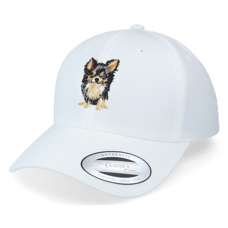 Iconic - Vit adjustable Keps - Chihuahua Dog White Curved Adjustable @ Hatstore