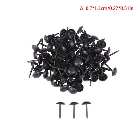 100 STK Sort Rundt Hoved Metal Pushpins Polstring Negle Vintage