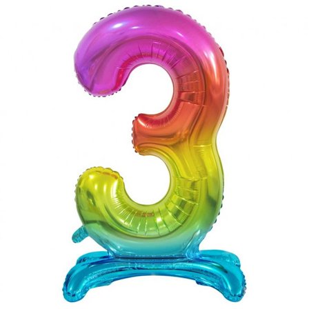 Pysyvä numero ilmapallo sateenkaaren väri 74cm "0-9" Numero 3