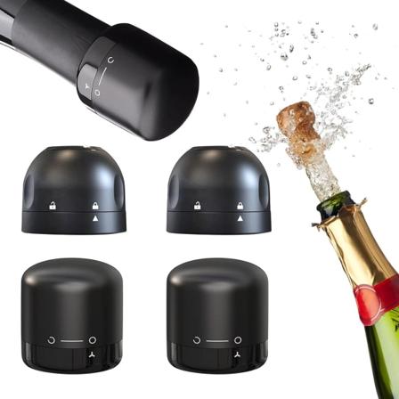 Set med 4 proppar för champagneflaskor Roterande vinflaska i silikon