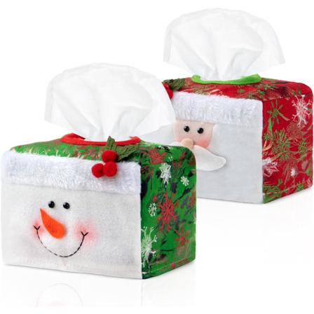 2 stk julepapirhåndkledeksler rektangulært nissepapirhåndkleholder snømann papirhåndkleholder bilpapirhåndkleboks for bil, stue, kjøkken