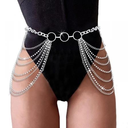Punk Rhinestone Livkje Belte Sele Kroppskjede Krystall Lagdelt Strand Bikini Kjede Magekjede Smykker for Kvinner og Jenter
