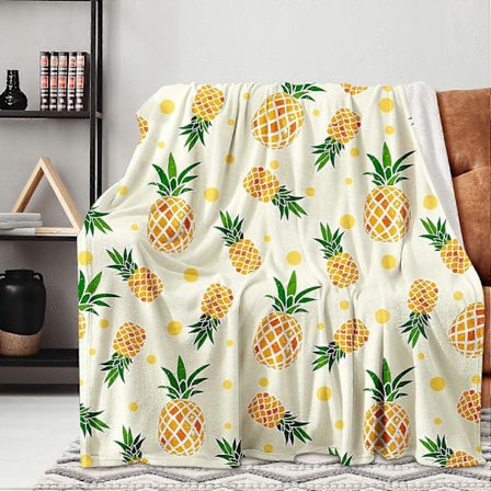 Söt Ananas Filt Tecknad Pläd Filt för Soffa, Supermjuk Plysch Fleece Filt Lätt Flanell Filt, Dekorativa Luddiga Överkast för Alla S