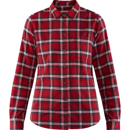 Fjällräven Women's Övik Flanellhemd in Deep Red/Rot, Bio-Baumwolle | Size: XL