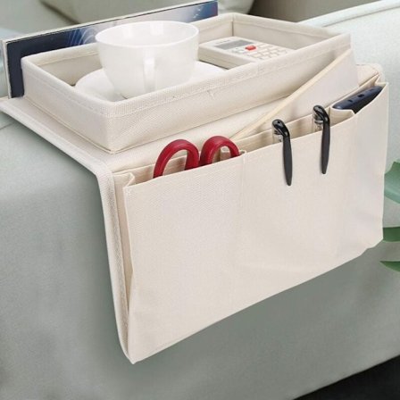 Stor Soffa Organizer Caddy, 4 Fickor Soffa Armstöd TV Fjärrkontroll Organizer Soffa Förvaringshållare Fåtölj